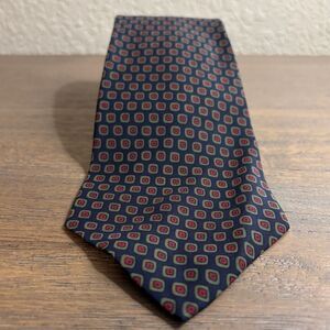 Vintage Polo Ralph Lauren 100% Silk Tie Geometric Medallion Navy Red Green USA